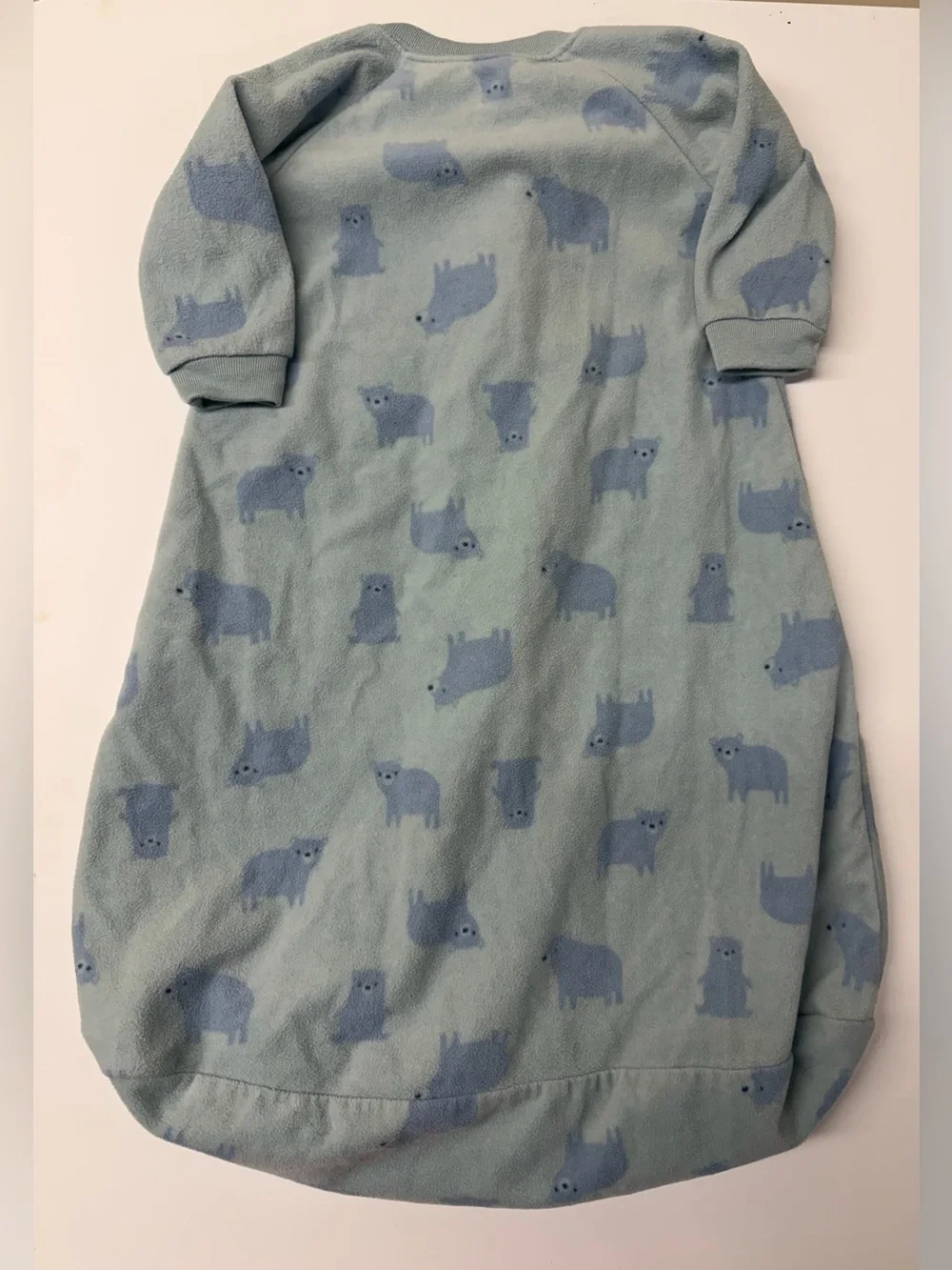 Kids Cozy Animal Print Fleece Sleep Sack - Blue & White